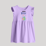 Cute Newborn Baby Frock for 11 Month | Custom Name & Style Options - LILAC - 0 - 3 Months Old (Chest 17")