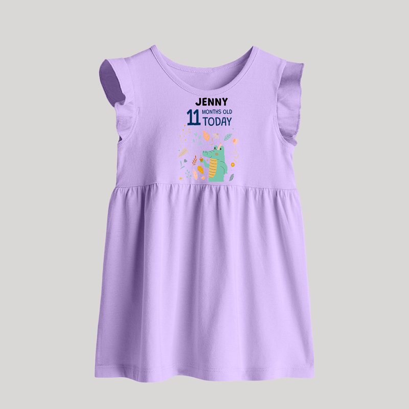 Cute Newborn Baby Frock for 11 Month | Custom Name & Style Options - LILAC - 0 - 3 Months Old (Chest 17")