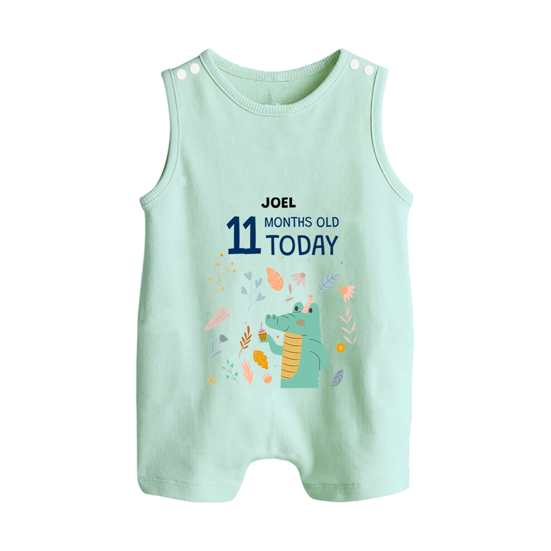 Celebrate The Magic Of Your Baby's Eleventh Month With Our Elegant And Customized Romper Suit For Babies - MINT GREEN - 0 - 5 Months Old (Chest 18")