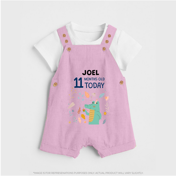 Cute Newborn Dungaree Set for 11 Month | Custom Name & Style Options - BABY PINK - 0 - 5 Months Old (Chest 18")