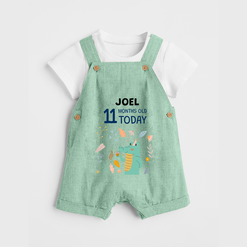 Cute Newborn Dungaree Set for 11 Month | Custom Name & Style Options - MINT GREEN - 0 - 5 Months Old (Chest 18")