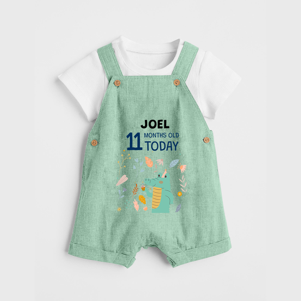Cute Newborn Dungaree Set for 11 Month | Custom Name & Style Options - MINT GREEN - 0 - 5 Months Old (Chest 18")