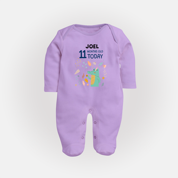 Cute Newborn Full Sleeve Bodysuit/ Sleep Suit/ Jumpsuit for 11 Month | Custom Name & Style Options - LILAC - New Born (Chest 7.5")