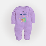 Celebrate The Magic Of Your Baby's Eleventh Month With Our Elegant And Customized Sleep Suit For Babies - LILAC - New Born (Chest 7.5")