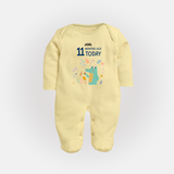 Celebrate The Magic Of Your Baby's Eleventh Month With Our Elegant And Customized Sleep Suit For Babies - PASTEL YELLOW - New Born (Chest 7.5")