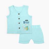 Celebrate The Magic Of Your Baby's Eleventh Month With Our Elegant And Customized Jabla Set For Babies With Name - BABY BLUE - 0 - 3 Months Old (Chest 9.8")