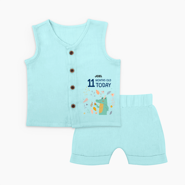 Celebrate The Magic Of Your Baby's Eleventh Month With Our Elegant And Customized Jabla Set For Babies - BABY BLUE - 0 - 3 Months Old (Chest 9.8")