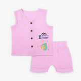 Celebrate The Magic Of Your Baby's Eleventh Month With Our Elegant And Customized Jabla Set For Babies With Name - BABY PINK - 0 - 3 Months Old (Chest 9.8")