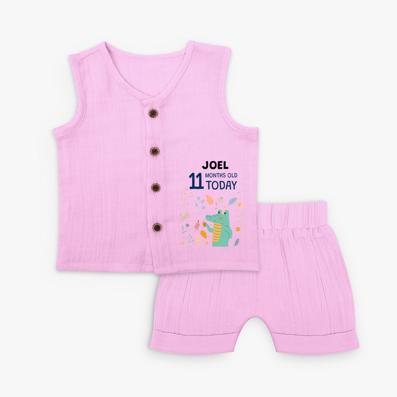 Celebrate The Magic Of Your Baby's Eleventh Month With Our Elegant And Customized Jabla Set For Babies With Name - BABY PINK - 0 - 3 Months Old (Chest 9.8")