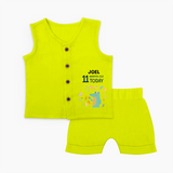 Celebrate The Magic Of Your Baby's Eleventh Month With Our Elegant And Customized Jabla Set For Babies With Name - LIME GREEN - 0 - 3 Months Old (Chest 9.8")