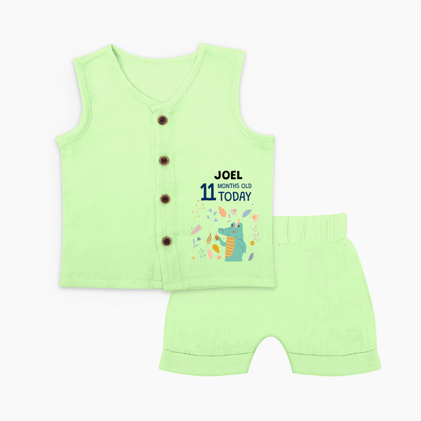 Cute Newborn Jabla Set for 11 Month | Custom Name & Style Options - PASTEL GREEN - 0 - 3 Months Old (Chest 9.8")