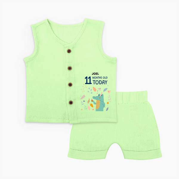 Celebrate The Magic Of Your Baby's Eleventh Month With Our Elegant And Customized Jabla Set For Babies - PASTEL GREEN - 0 - 3 Months Old (Chest 9.8")