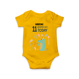 Commemorate your little one's 11th month with a custom romper/onesie, personalized with their name! - CHROME YELLOW - 0 - 3 Months Old (Chest 16")