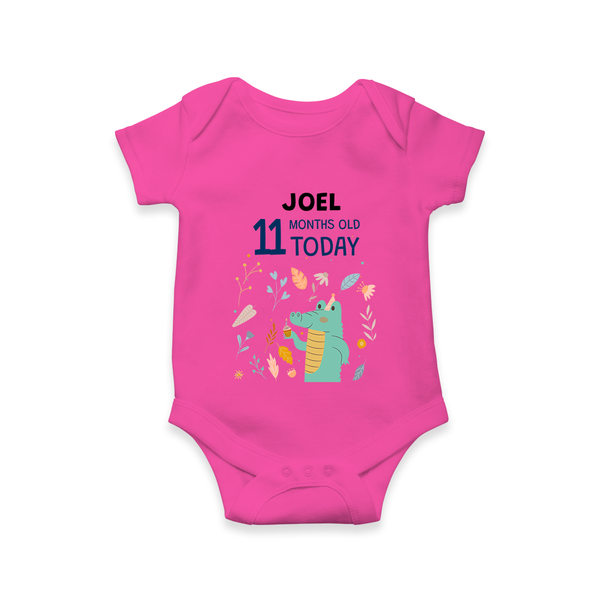 Cute Newborn Romper/Onesie for 11 Month | Custom Name & Style Options - HOT PINK - New Born (Chest 14")