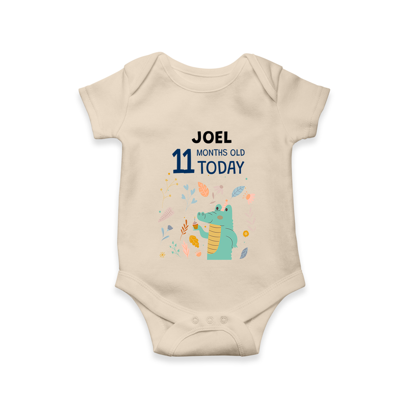 Cute Newborn Romper/Onesie for 11 Month | Custom Name & Style Options - IVORY - New Born (Chest 14")