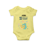 Cute Newborn Romper/Onesie for 11 Month | Custom Name & Style Options - PASTEL YELLOW - New Born (Chest 14")