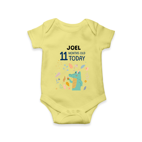 Cute Newborn Romper/Onesie for 11 Month | Custom Name & Style Options - PASTEL YELLOW - New Born (Chest 14")