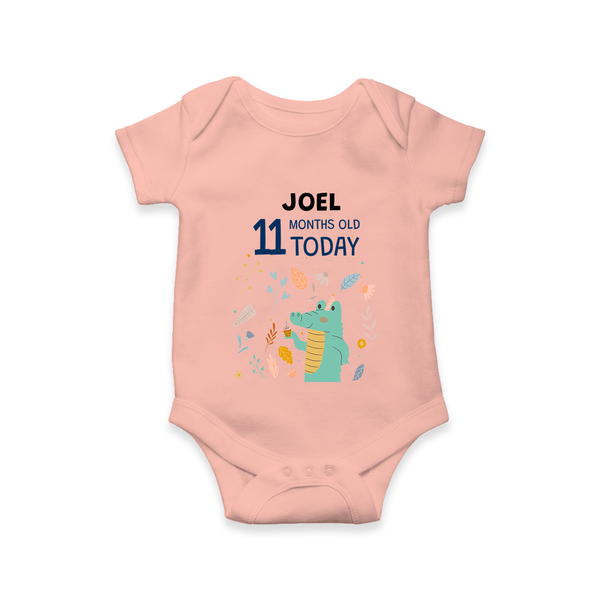 Cute Newborn Romper/Onesie for 11 Month | Custom Name & Style Options - PEACH - New Born (Chest 14")