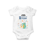 Cute Newborn Romper/Onesie for 11 Month | Custom Name & Style Options - WHITE - New Born (Chest 14")