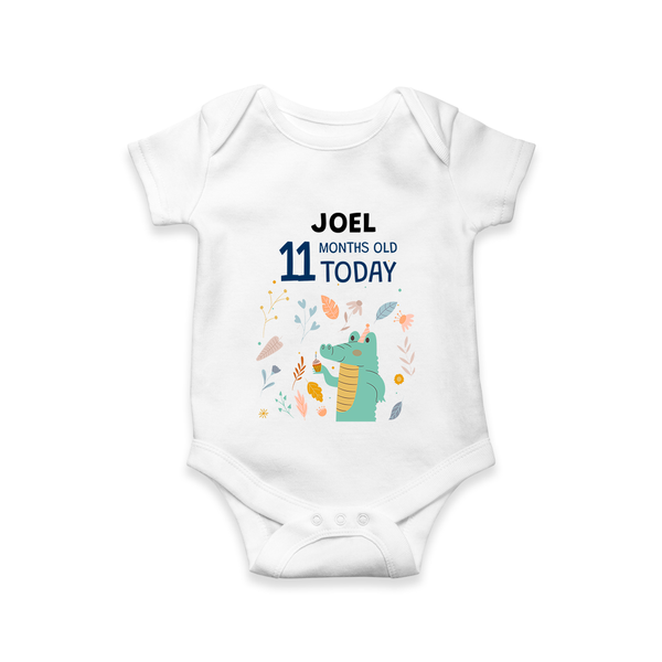 Cute Newborn Romper/Onesie for 11 Month | Custom Name & Style Options - WHITE - New Born (Chest 14")