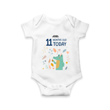 Celebrate The Magic Of Your Baby's Eleventh Month With Our Elegant And Customized Romper For Babies - WHITE - 0 - 3 Months Old (Chest 16")