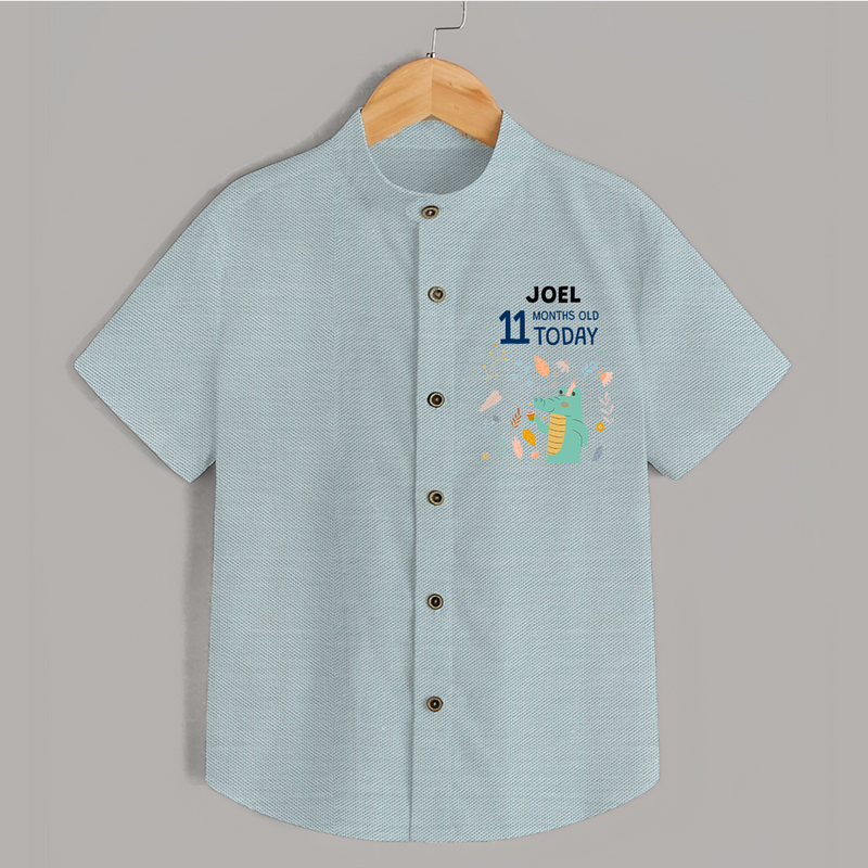 Cute Newborn Shirt for 11 Month | Custom Name & Style Options - ARCTIC BLUE - 0 - 6 Months Old (Chest 23")