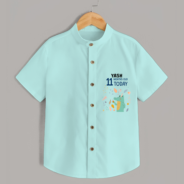 Commemorate your little one's 11th month with a custom Shirt, personalized with their name! - ARCTIC BLUE - 0 - 6 Months Old (Chest 21")