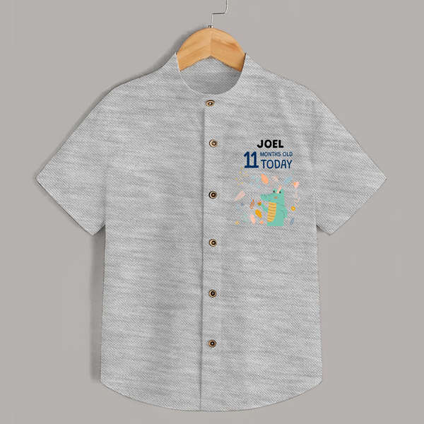 Cute Newborn Shirt for 11 Month | Custom Name & Style Options - GREY - 0 - 6 Months Old (Chest 23")