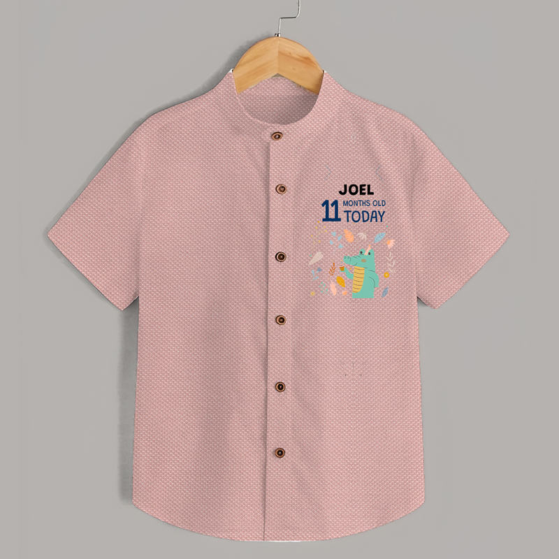 Cute Newborn Shirt for 11 Month | Custom Name & Style Options - PEACH - 0 - 6 Months Old (Chest 23")