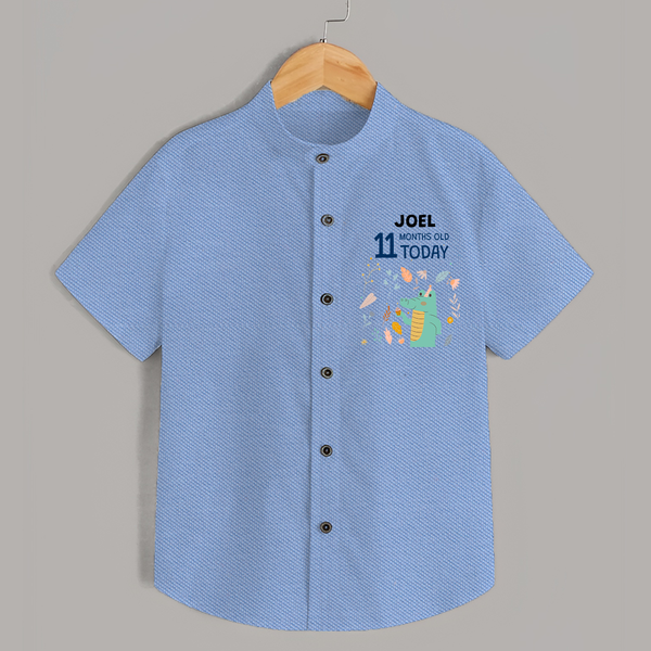 Cute Newborn Shirt for 11 Month | Custom Name & Style Options - SKY BLUE - 0 - 6 Months Old (Chest 23")