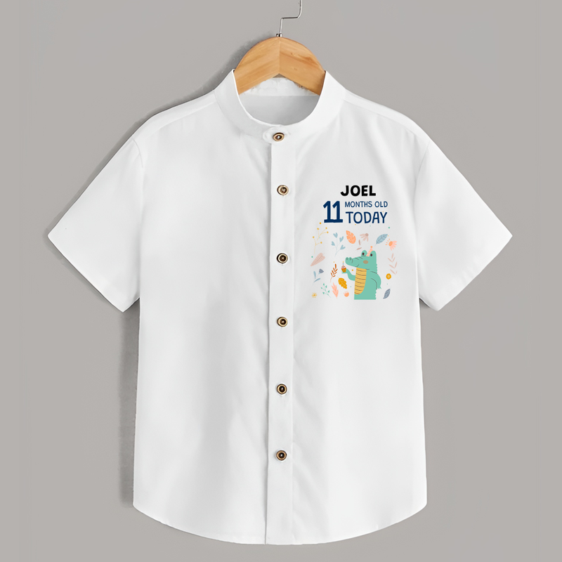 Cute Newborn Shirt for 11 Month | Custom Name & Style Options - WHITE - 0 - 6 Months Old (Chest 23")