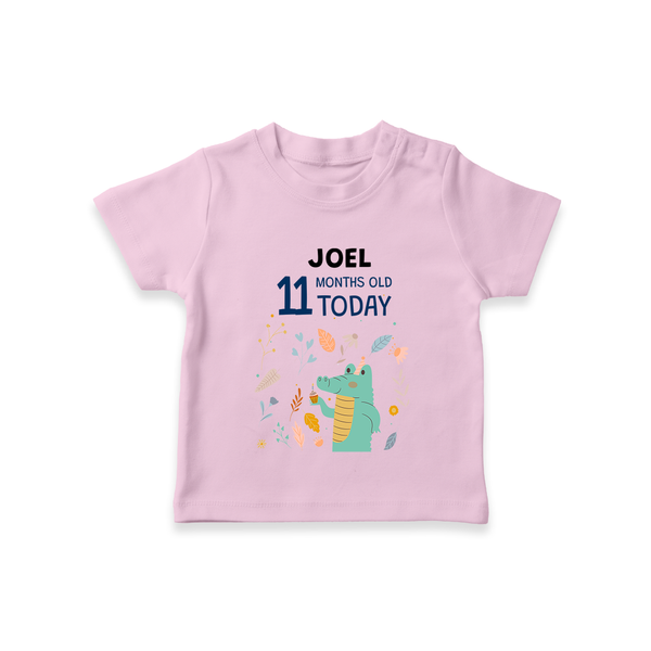 Cute Newborn T-Shirt for 11 Month | Custom Name & Style Options - BABY PINK - 0-5 Months Old (Chest 17")