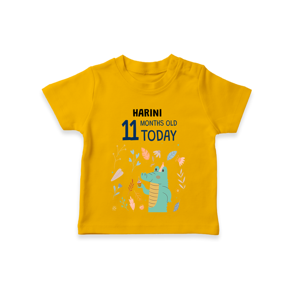 Commemorate your little one's 11th month with a custom T-Shirt, personalized with their name! - CHROME YELLOW - 0 - 5 Months Old (Chest 17")