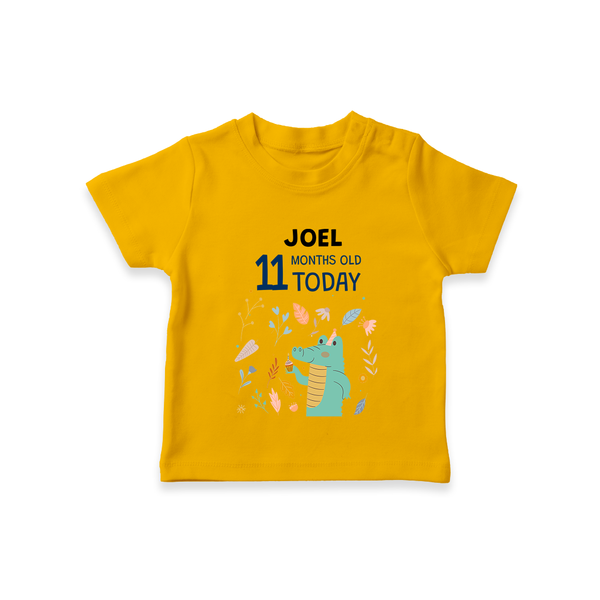 Cute Newborn T-Shirt for 11 Month | Custom Name & Style Options - CHROME YELLOW - 0-5 Months Old (Chest 17")