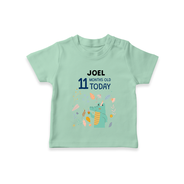 Cute Newborn T-Shirt for 11 Month | Custom Name & Style Options - MINT GREEN - 0-5 Months Old (Chest 17")