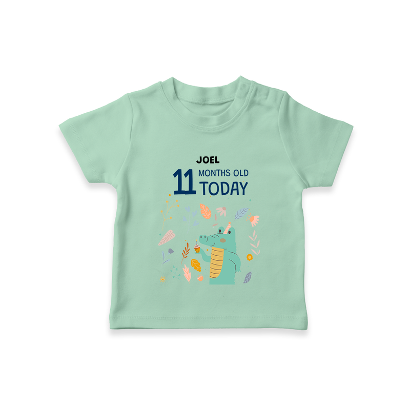 Celebrate The Magic Of Your Baby's Eleventh Month With Our Elegant And Customized T-Shirt For Babies - MINT GREEN - 0-5 Months Old (Chest 17")