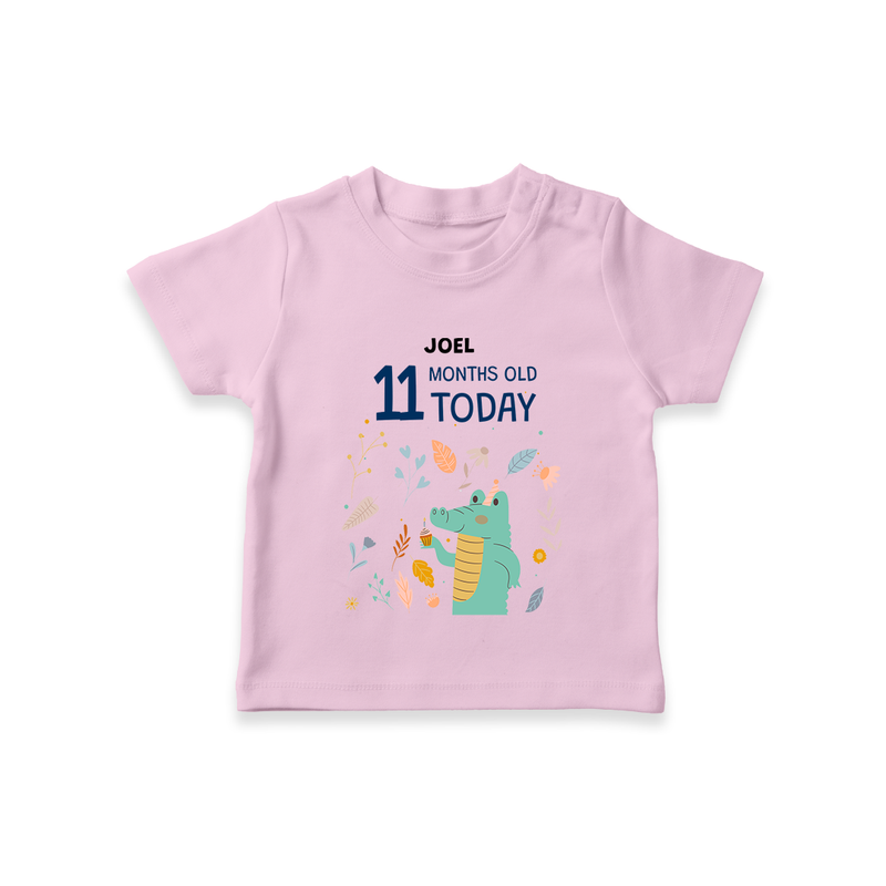 Celebrate The Magic Of Your Baby's Eleventh Month With Our Elegant And Customized T-Shirt For Babies - PINK - 0-5 Months Old (Chest 17")