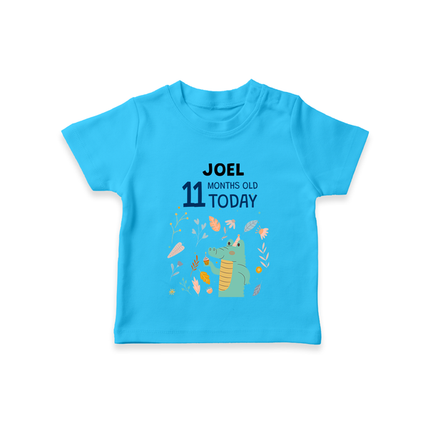 Cute Newborn T-Shirt for 11 Month | Custom Name & Style Options - SKY BLUE - 0-5 Months Old (Chest 17")
