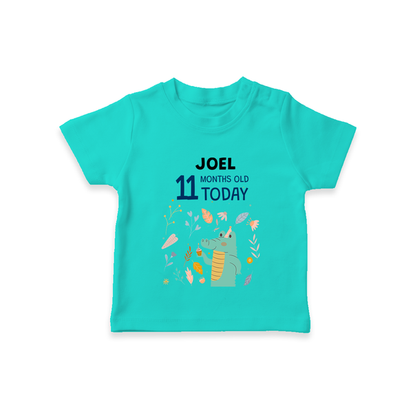 Cute Newborn T-Shirt for 11 Month | Custom Name & Style Options - TEAL - 0-5 Months Old (Chest 17")