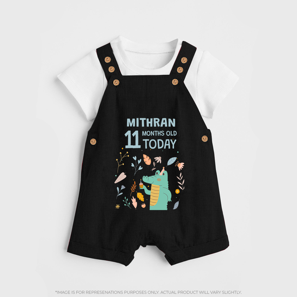 Cute Newborn Dungaree Set for 11 Month | Custom Name & Style Options - BLACK - 0 - 5 Months Old (Chest 18")
