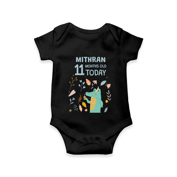 Cute Newborn Romper/Onesie for 11 Month | Custom Name & Style Options - BLACK - New Born (Chest 14")