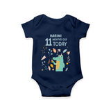 Commemorate your little one's 11th month with a custom romper/onesie, personalized with their name! - NAVY BLUE - 0 - 3 Months Old (Chest 16")