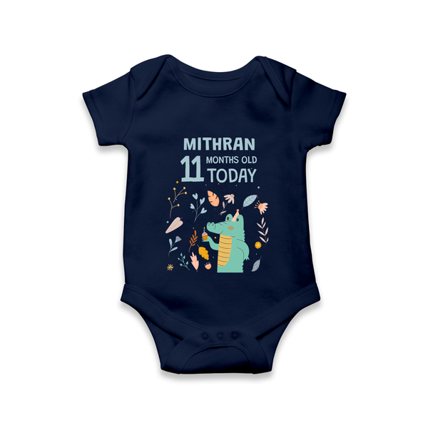 Cute Newborn Romper/Onesie for 11 Month | Custom Name & Style Options - NAVY BLUE - New Born (Chest 14")