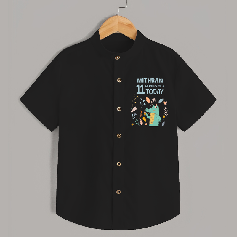 Cute Newborn Shirt for 11 Month | Custom Name & Style Options - BLACK - 0 - 6 Months Old (Chest 23")