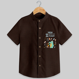 Commemorate your little one's 11th month with a custom Shirt, personalized with their name! - CHOCOLATE BROWN - 0 - 6 Months Old (Chest 21")