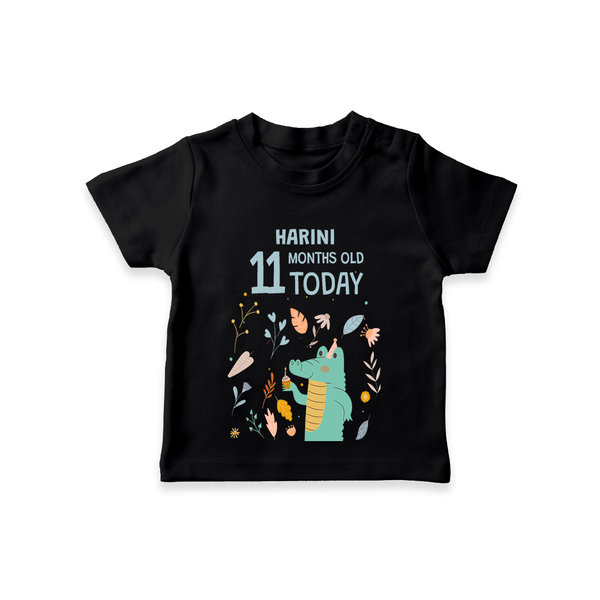 Commemorate your little one's 11th month with a custom T-Shirt, personalized with their name! - BLACK - 0 - 5 Months Old (Chest 17")
