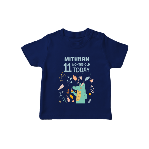 Cute Newborn T-Shirt for 11 Month | Custom Name & Style Options - NAVY BLUE - 0-5 Months Old (Chest 17")