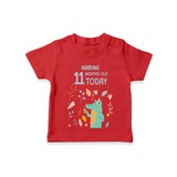 Commemorate your little one's 11th month with a custom T-Shirt, personalized with their name! - RED - 0 - 5 Months Old (Chest 17")
