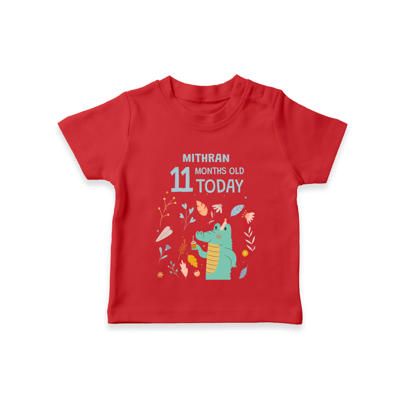 Celebrate The Magic Of Your Baby's Eleventh Month With Our Elegant And Customized T-Shirt For Babies - RED - 0-5 Months Old (Chest 17")