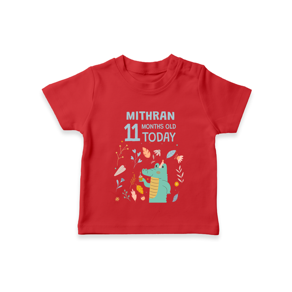 Cute Newborn T-Shirt for 11 Month | Custom Name & Style Options - RED - 0-5 Months Old (Chest 17")